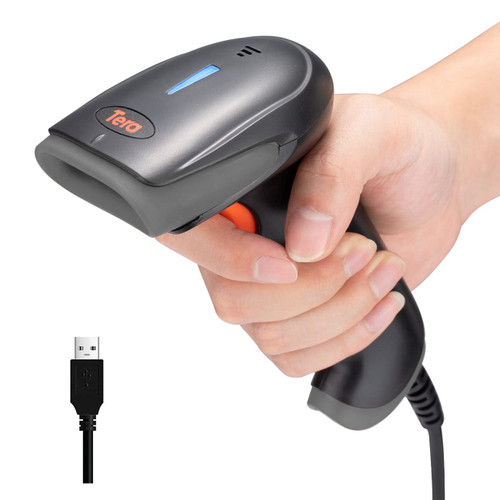 Tera 1D Laser Barcode Scanner USB Wired Plug and Play Handheld Fast and Precise Scan Bar Code Reader for Small Businesses Supermarket Retail Store Library Logistic Warehouse 3106-2 Grey