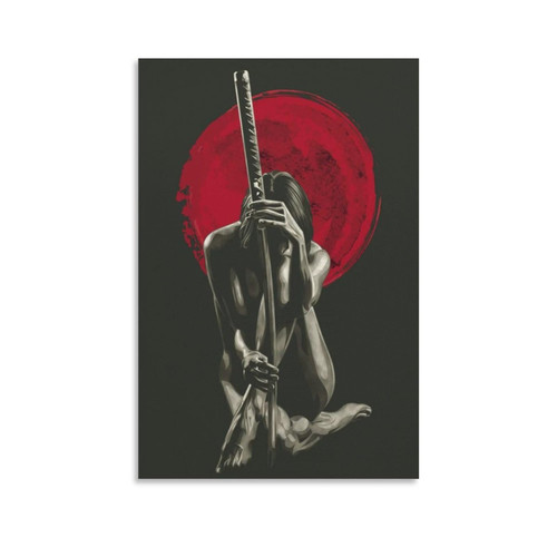 AAHARYA Vintage Japanese Geisha Canvas Art Print Samurai Girl Poster (2) Canvas Painting Posters And Prints Wall Art Pictures for Living Room Bedroom Decor 08x12inch(20x30cm) Unframe-style