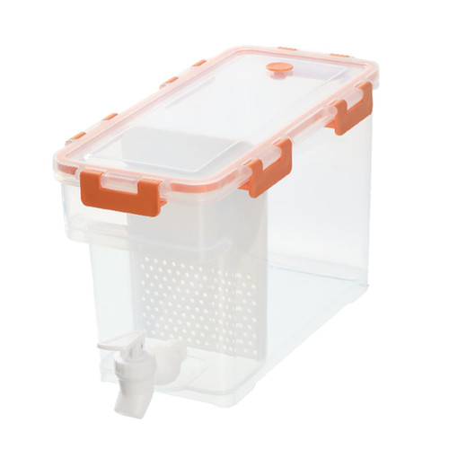 MagiDeal Cold Kettle with Faucet, Cold Water Pitcher, Clear Lemonade Fruit Teapot with Spigot, Beverage Dispenser, Cold Drink Juice Dispenser Jug for Bar, Orange, 6L