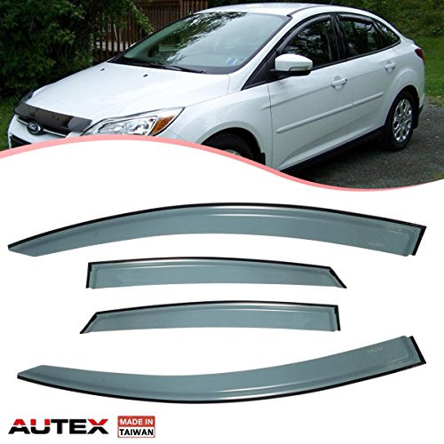 AUTEX 4Pcs Tape On Window Deflector Fits for 2013 2014 2015 2016 2017 Ford Fusion Window Visor Rain Guard