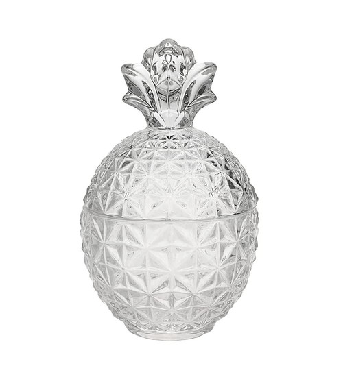 123Arts Pineapple Candy Dish Crystal Glass Embossed Container Storage Jar with Lid