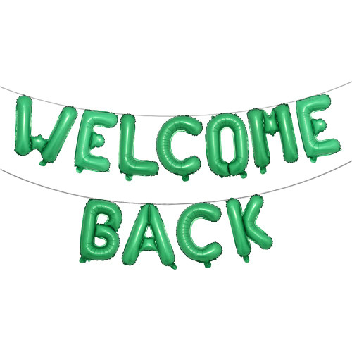 Welcome Back Letter Balloons Multicolor 16 Inch Foil Mylar Balloon Banner Back to Office and Home Back to School Party Decorations Retirement Celebrate Party Supplies (Welcome Back Green) Welcome Back Letter Balloons Multicolor 16 Inch Foil Mylar Balloon Banner Back to Office and Home Back to School Party Decorations Retirement Celebrate Party Supplies (Welcome Back Green)