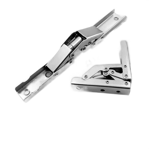 2PCS/Set 90 Degree Self-Locking Folding Hinges Hole-Free Hinge Table Legs Brackets 180 Degree Flat Spring Folding Hinge Hardware