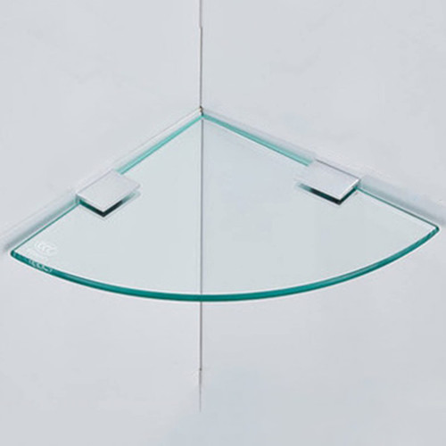 RVCREA Bathroom Shelves Tempered Glass Corner Shelf 8MM-Thick Wall Mount Glass Shower Shelf, Stainless Steel Accessories (Size : 18cm/7in)