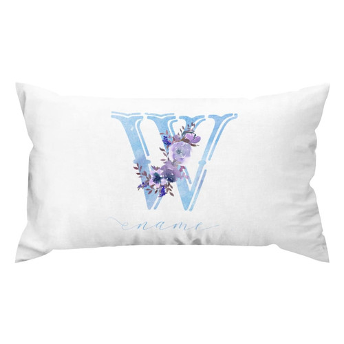 Yinrune Personalized Polyester Pillowcases Custom Name Loral Monogram Letter Retro Waist Lumbar Pillow Cover Holiday Anniversary Wedding Gift for Sofa Couch Chair Bedroom Decor 20x36in