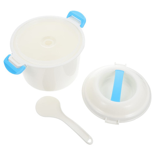 Rice Cooking Pot Small Microwave Cooker for Rice: All in One Microwavable Food Container for Rice Soup Chicken Pasta Easy Cooking Microwave Cookware White S Mini Rice Cooker