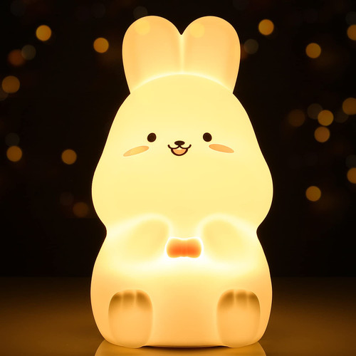 LOVERUIS Cute Bunny Night Light for Kids - Bunny Lamp Rabbit Light Animal Nightlight with 7 Changing Colors USB Rechargeable for Birthday Gifts (Bunny)