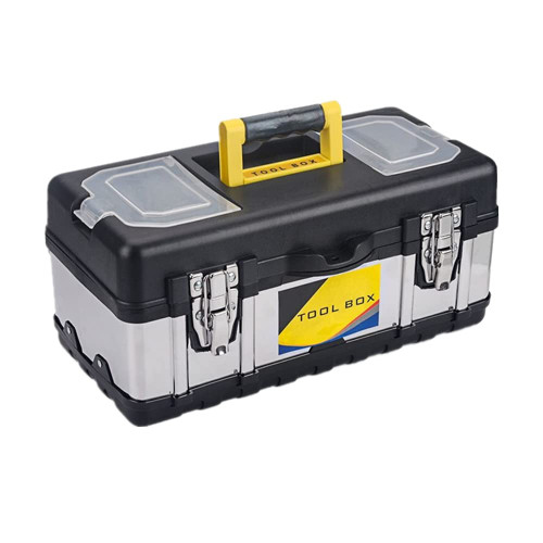 FLZOSPER 19-Inch Tool Box with Removable Tray?Portable Lockable Storage, Stainless Steel & Plastic Construction?Toolbox Organizer