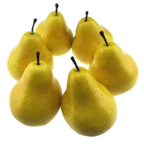 VOSAREA 6pcs Artificial Fruit Fake Pears Decorative Lifelike Realistic Vivid Yellow Pears Model Photography Props for Home Fruit Shop Supermarket Desk Office Restaurant Decor