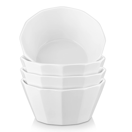 MALACASA Ceramic Soup Bowls Set, 34 Ounces Ivory White Cereal Bowl Set for 4, Large Deep Ramen Noodle Bowl for Kitchen, Porcelain Mixing Bowls for Fruit Salad, Dishwasher& Microwave Safe