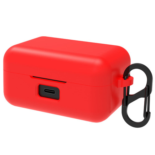 Geekria Silicone Case Cover Compatible with Sennheiser Momentum 3 True Wireless Earbuds, Earphones Skin Cover, Protective Carrying Case with Keychain Hook, Charging Port Accessible (Red)