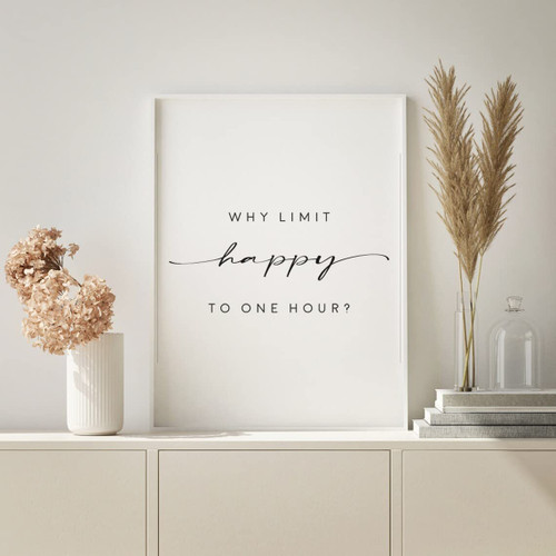 NATVVA Why Limit Happy to One Hour Sign Posters Happy Hour Sign Print Poster Wall Art Canvas Artwork Wall Decor Prints Painting Art Prints Picture Home Decoration No Frame