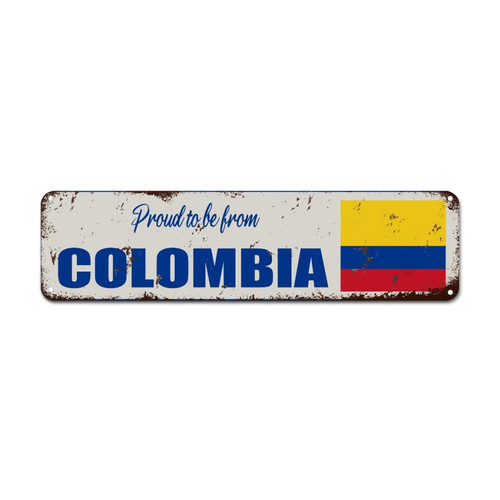 WoGuangis Colombia Country Souvenir Metal Wall Sign Proud to Be from Colombia Metal Tin Sign City Souvenir Travel Gift Vintage Metal Wall Decor 12x3in Patriotic Gift to Dad Mom Friend