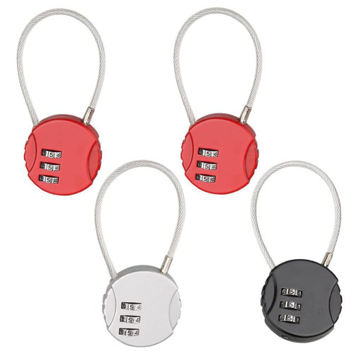 4 Pcs Number Locks Combination Padlocks 3-Digit Combination Zinc Alloy Combination Security Cord Padlocks for Luggage, Suitcases