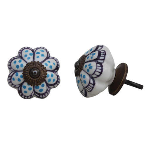 Indian Shelf 4 Pieces Dresser Door Knobs | Pumpkin Knobs and Pulls | Turquoise Kitchen Cabinet Pulls | Ceramic Cute Knobs | Decorative Knobs for Cabinets and Drawers | Kids Knobs for Dresser Drawers