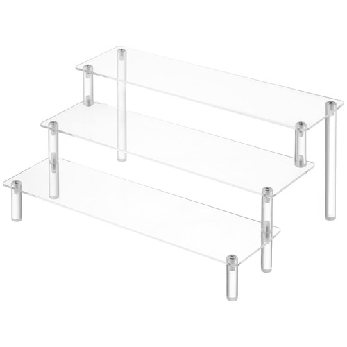 Acrylic Display Risers,Perfume Organizer,Display Riser,Cupcake Display Stand Steps, Organizer Shelf Stand for Figures, Dessert, Cosmetics, Lotion, Cream and Cologne Organizer (4 Tier - 2 Pack)