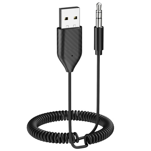 ZIOCOM Bluetooth Aux Adapter for Car, USB Bluetooth 5.2 Receiver, 3.5mm Bluetooth Adapter with Microphone for Music Streaming and Hands-Free Calling for Car Stereo and Home Speakers