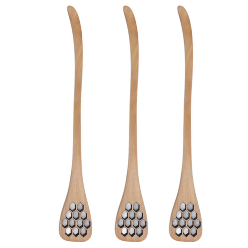 Wood Honey Drizzler 3pcs, Honey Dipper Sticks Wooden Honey Comb Honey Stick Honey Dipper Spoon Coffee Stiring Spoon Syrup Dippers(Khaki)