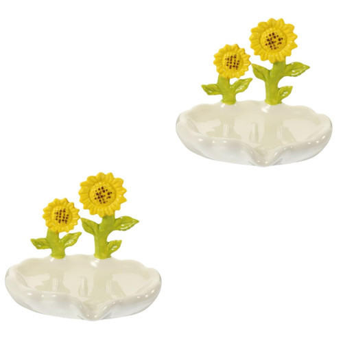 Cabilock 2pcs Box Ceramic Floral Soap Dish Shower Soap Tray Portable Soap White Decor Soap Holder Palette Creative Soap Tray Soap Dish Holder Ceramic Flower Soap Case Flower Soap Tray Sink