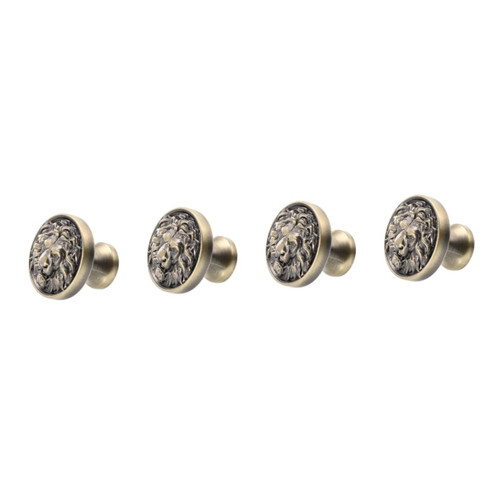 DOITOOL 4 Pcs Cabinet Door Handle Cabinet Door Knobs Metal Cabinets Vanity Drawers Drawer Pulls Cabinet Knobs Vintage Lion Head Pulls Knobs Door Pull Handle Drawer Pulls Handles Furniture