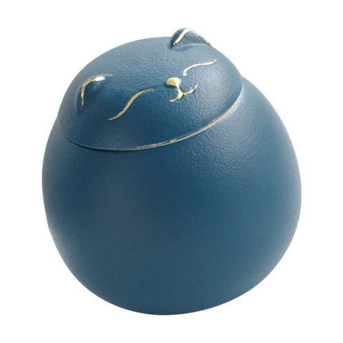 Luxshiny Coffee Containers Cat Tea Jar, Ceramic Tea Canister Cat Treat Jar Airtight Food Storage Jar Ceramic Kitchen Canisters for Home (Blue) Coffee Container