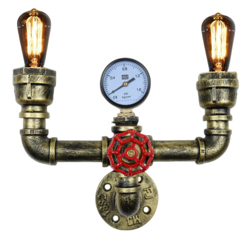 PUPERY Retro Wall lamp Retro Industrial Steampunk Wall Sconce, Water Pipe Wall Mounted Lighting Fixtures,E26 Wall Industrial Vintage Edison Lamp Fixture (2 Lights) PUPERY Retro Wall lamp Retro Industrial Steampunk Wall Sconce, Water Pipe Wall Mounted Lighting Fixtures,E26 Wall Industrial Vintage Edison Lamp Fixture (2 Lights)