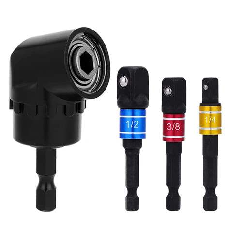 Impact Grade Driver Sockets Adapter Extension Set, 3Pcs 1/4 3/8 1/2" Hex Shank Drill Nut Driver Bit Set and 105 Degree Right Angle Driver Extension Screwdriver Drill Attachment (Black) Impact Grade Driver Sockets Adapter Extension Set, 3Pcs 1/4 3/8 1/2" Hex Shank Drill Nut Driver Bit Set and 105 Degree Right Angle Driver Extension Screwdriver Drill Attachment (Black)