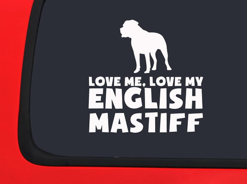 Car Sticker Love Me, Love My English Mastiff Dog Funny Animals Car Window Decal Sticker White 7 Inch Car Sticker Love Me, Love My English Mastiff Dog Funny Animals Car Window Decal Sticker White 7 Inch