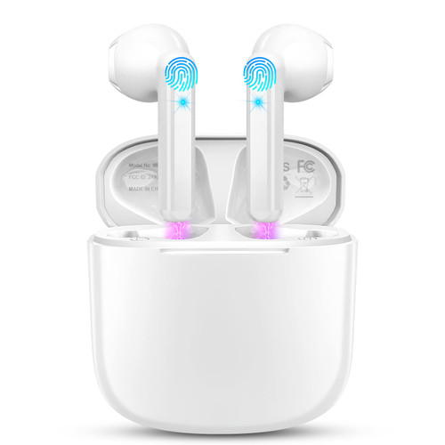 Wireless Earbud, Bluetooth 5.3 Headphones Bluetooth Earbud with 4 ENC Mics, Wireless Earphones in Ear Noise Cancelling Wireless Headphons Deep Bass IP7 Waterproof Ear Buds for iOS Android - 2023 White