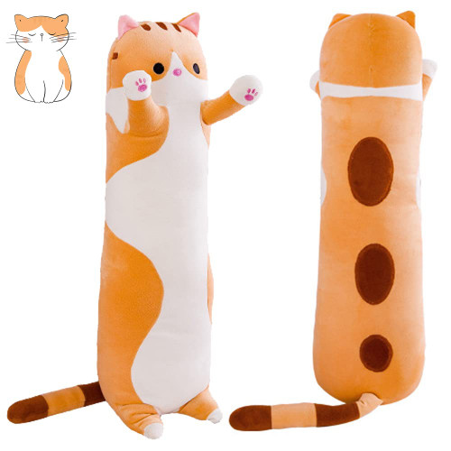 MIAOHAHA Plush Cat Soft Kids Plush Toy Pillow Plush Long Cotton Kitten Cuddly Toy Stuffed Animal Toy Gift for Kids Girlfriend(Yellow, 130cm/51.2in)