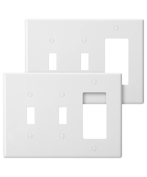 Bates- Combination Wall Plate, 2 Pack, Double Toggle/Single Decorator, White Light Switch Cover Plate, Switch Covers, Outlet Plate Cover, Wall Plate Cover, Wall Plates, Double Switch Plate Covers Bates- Combination Wall Plate, 2 Pack, Double Toggle/Single Decorator, White Light Switch Cover Plate, Switch Covers, Outlet Plate Cover, Wall Plate Cover, Wall Plates, Double Switch Plate Covers