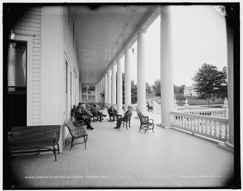 HistoricalFindings Photo: Veranda,New Arlington Hotel,porches,Resorts,inn,Chairs,Petoskey,Michigan,MI,1890