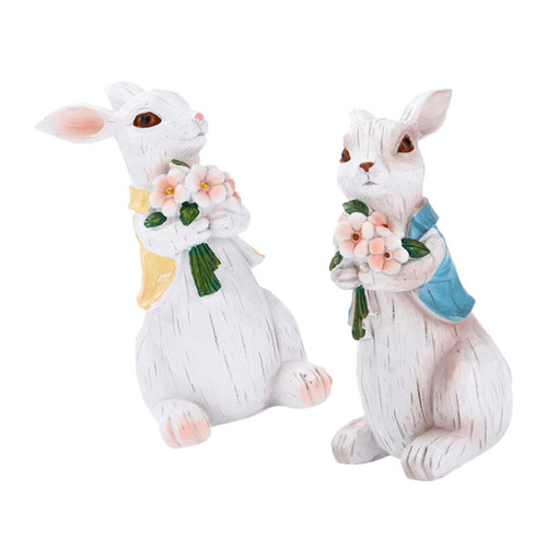 BESTOYARD 2pcs Free Ornament Miniature Bunnies Chinese Decor Mini Resin Animals Easter Bunnies Statue Rabbit Figurines Home Decor Chinese Zodiac Animal Easter Bunny Figurine China Baby