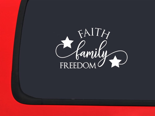 Car Sticker Faith Family Freedom Stars Military Troops Love Car Window Decal Sticker White 7 Inch