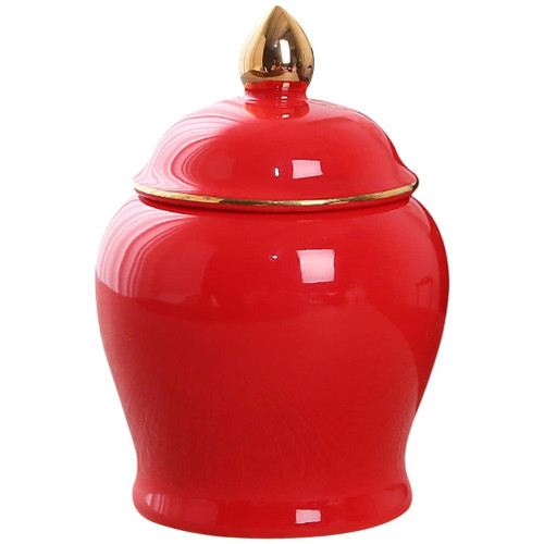 Hemoton Vase Ceramic Storage Jar Kitchen Canister Tea Storage Coffee Jar Condiment Jar with Airtight Lid Nuts Can Canister for Tea Coffee Sugar Spices Red Ceramic Ceramic Food Containers