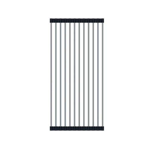 2PCS Stainless Steel Dish Drying Rack,Roll Up Dish Drainer Sink Sponge Holder Dish Drainer Rack,Collapsible Sink Rack Drainer Rack,Black-22x47cm
