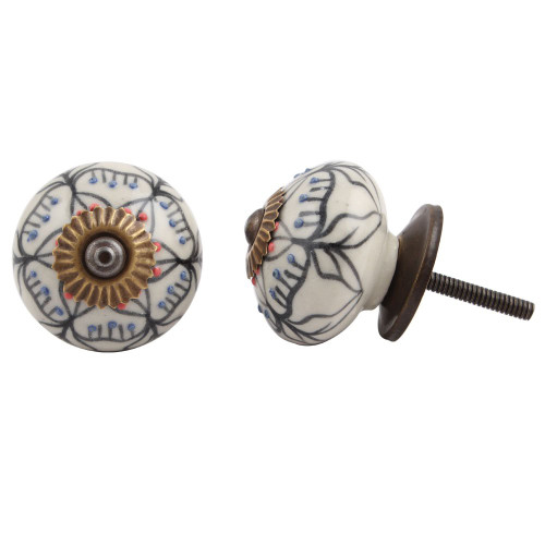 Indian Shelf 6 Pieces Modern Drawer Knobs | Floral Dresser Knobs for Girls | Drawer Pull Knobs Black | Farmhouse Drawer Pulls Ceramic | Door Knobs Vintage | Bathroom Knobs for Cabinets