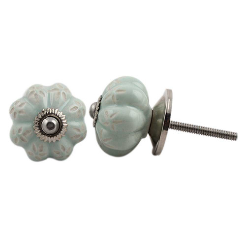 Indian Shelf 8 Pack Cute Door Knobs|Etched Cabinet Knobs Unique|Green Knobs for Dresser Drawers Kids|Ceramic Nursery Knobs for Dresser|Pull Knobs for Cabinets & Drawers|Kitchen Cabinet Door Pulls