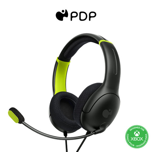 PDP Gaming AIRLITE Xbox Headset with Microphone, Series XS/Xbox One/Windows PC, Lightweight Wired Power Stereo Headphones, Noise-Cancelling Mic- Electric Black (Only at Amazon)