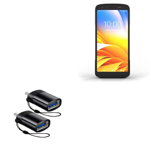 BoxWave Cable Compatible with Zebra TC27 - USB-C to A PortChanger (2-Pack), USB Type-C OTG USB Portable Keychain for Zebra TC27 - Slate Black