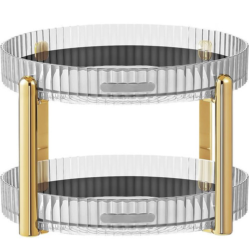 Slow Slog Makeup Perfume Organizer 2 Tier, Lazy Susan Organizer, 360 Degree Rotating Lazy Susan Turntable Cabinet Organizer, Cosmetics and Perfume Organizer for Kitchen, Bathroom