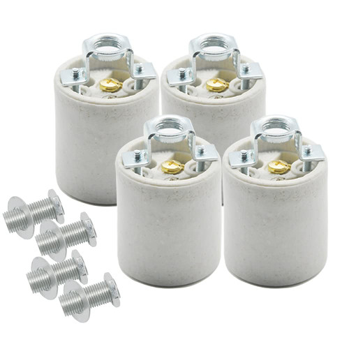 E26 Socket,Standard Medimun Screw Socket E26 E27 Bulb Lamp Holder,Screw Fixing for E26 Halogen Incandescent LED Light Bulb (4-Pack)