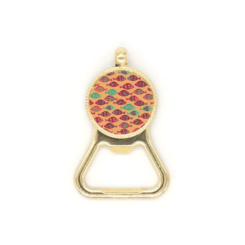 Warm Color Grids Fishes Beer Bottle Cap Opener Stainless Steel Key Chain