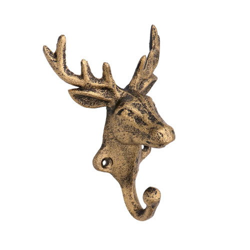 NAKHLE Cast Iron Moose Wall Hanger Hooks Vintage Rustic Decorative Wall Mounted Coat Hook Metal Clothes Hanger (Bronze)
