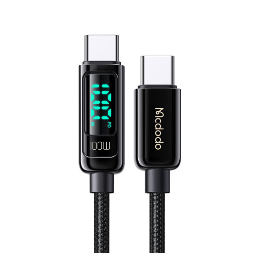 mcdodo USB C Charger Cable Type C Fast Charging Cable 100W with LED Display C Type Fast Charging Cable Nylon Braided USB-C Cord for Samsung iPad Pro MacBook Google