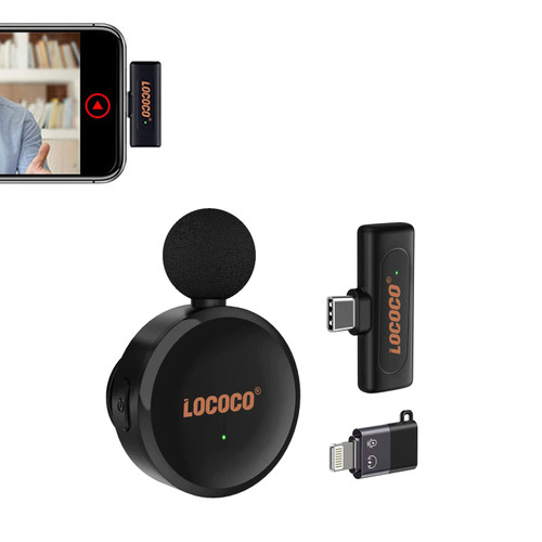 Lococo Wireless Lavalier Microphone for iPhone ipad, Plug-Play Noise Reduction Auto-Sync Wireless Microphone for Video Recording,YouTube, TikTok, Facebook Live Stream