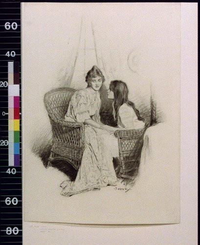 HistoricalFindings Photo: Two Girls Talking,J. Henry Bracker,1890-1936,Conversation,Women,Chairs