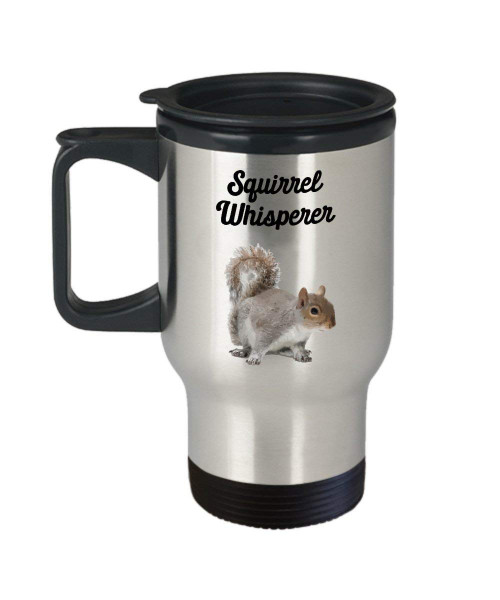 SpreadPassion Squirrel Whisper Travel Mug - Squirrel Whisperer Mug - Squirrel Whisperer Travel Mug - Funny Tea Hot Cocoa Coffee Insulated Tumbler Cup - Novelty Birt