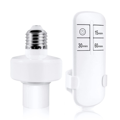 Blikshin Remote Control Light Socket, 15/30/60mins Timing, Screw in E26/E27 Bulb Holder, Wireless Lamp Holder with Timer,for Wall/Pendant/Table lamp,Closet,Basement,Attic,Stairwell Light Remote