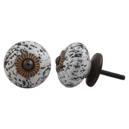 Indian Shelf 6 Pieces Western Knobs | Etched Decorative Cabinet Knobs | Fancy Drawer Knobs White | Dresser Door Knobs Ceramic | Decorative Dresser Knobs and Pulls | Kid Drawer Pulls